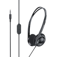 HP15 黑色頭戴式耳機麥克風，輕量舒適，高清音質, 黑色, 3.5mm直插式