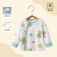 嬰兒長袖打底衫A類純棉無骨秋衣內衣春秋上衣初生寶寶斜開T恤睡衣