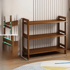 가정용 다층 수납 선반 심플 모던 대나무 주방 소형 거실 진열대 경제형, 22 브라운 3레이어 70롱 [플랫모델]