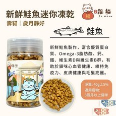 大吉福貓 貓咪凍乾 小顆粒 罐裝 貓用天然原肉凍乾 寵物凍乾 貓咪零食, 1個, 迷你新鮮鮭魚凍乾 40g 約0.6cm