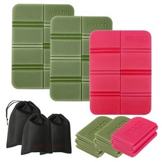 와고 휴대용 등산 방석 3개 친환경 초경량 1인용 미니 한강 축제 엉덩이방석, 카키 카키 레드