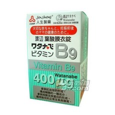 人生製藥 渡邊維生素B9葉酸膜衣錠 400微克, 1個