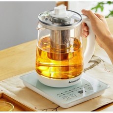 全新110V養生壺 多功能電熱燒水壺 花茶壺 快煮壺 加厚玻璃, 白色【帶濾網】