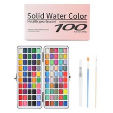 디아크몰 24 색 미술 용 단색 수채화 물감 12 세트 초보자 그림 도구 전체, 6.100색고체수채화물감
