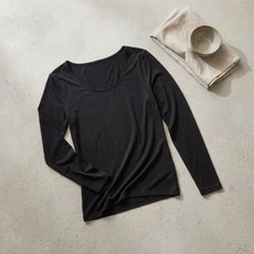 유니클로 UNIQLO 히트텍 U넥 티셔츠 발열내의 긴팔 내복 블랙