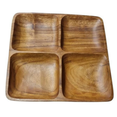 원목 간식 접시 다용도 아카시아 디저트 나무 간식 접시 4칸 인테리어 소품 쟁반