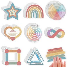 Crtiin 80피스 불안 감각 스티커 진정 텍스처 스티커 마음챙김 완화 정신 건강 스티커 스트레스 방지 감각 아이템 불안 완화 성인용 사무실 학교 카운슬러 용품, Crtiin 80피스 불안 감각 스티커 진정 텍스처 스