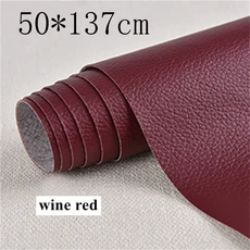 PU 자체 접착 가죽 대형 제품 갱신 스티커 완벽방수 이동식 자동차 도어 데스크 테이블 장식 벽, 17 Wine Red50x137