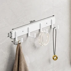 틈새 문뒤 후크 흰색 수건 걸이 욕실 옷 코트 가운 주방 Accessori, 03 4 hooks