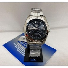 SEIKO 精工全日本製盾牌5號黑面防水50米自動上鍊中性鋼帶機械腕錶 型號：SNZF43J1