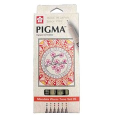 SAKURA PIGMA Manga Set 漫畫套裝組 - 多種筆尖選擇，防水防褪色，專業漫畫創作, 曼陀羅(暖色)｜XSDK05-MD6A, 1個