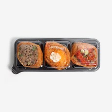 3칸 직사각 블랙 반찬 일회용 포장용기, 50개, 1세트