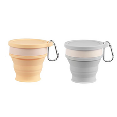 다다란 접이식 휴대용 경량 백패킹 등산 물컵 220ml 실속세트 2P, 베이지/그레이 2P 세트