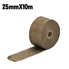 25mm x 5/10m 배기 열 테이프 오토바이 유리 섬유 실드 헤더 파이프 랩 롤 절연 코튼 바나나 천, 04 25mmx10m T