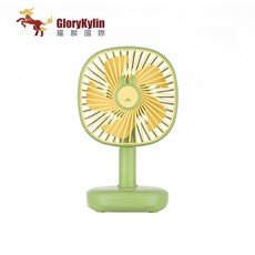 GloryKylin 兔子造型桌面風扇，三檔風速，90度旋轉，無線便攜，低噪音小夜燈, 綠色, 1個