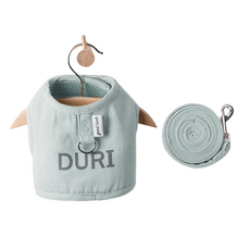 반려동물 강아지 고양이 하네스 리드줄 세트 조끼형 벨크로 야광 빛반사 목줄, 블루, 1개