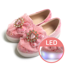 FROMBEBE 女童 Alice 愛心水鑽 LED 發光懶人鞋