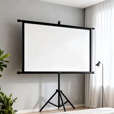 고화질 프로젝터 빔스크린 가정용 스탠드 삼각대 일체형 와이드 캠핑 빔스크린 16:9, 100인치(220*125CM)