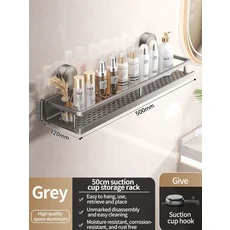 YUNJIEYA 드릴 흡입 컵 없음 욕실 네트 티슈 홀더 선반 주최자 코너 벽 화장실 랙 홈 액세서리, 05 50cm grey A