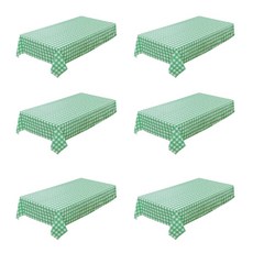 피크닉 및 캠핑용 방수 체크무늬 일회용 테이블 커버 6개 세트, Green and white grid
