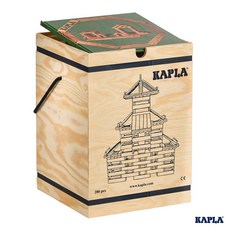 KAPLA 280片 天然原木積木 原木外盒, 1個, 綠色 (3歲以上的簡單建築)