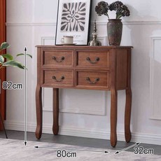 RUBILY 빈티지 콘솔 서랍장 수납장 엔틱 복도 장식장 현관 거실 테이블 인테리어, 브라운
