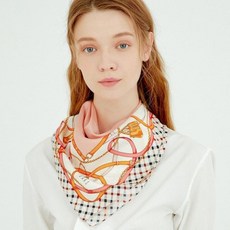 닥스 DAKS DCSC4F142P2 [SILK100%] 핑크 체인 패턴 스퀘어 실크스카프