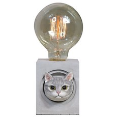 曙MUSE 虎斑貓造型水泥桌燈，可愛貓咪造型，水泥材質，簡約風格，居家裝飾，療癒系燈具, 灰