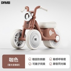 DFMEI 哈雷太子摩托車平衡扭扭車1一3歲寶寶學步車無腳踏溜溜車玩具車, 1個, 咖色+燈光音樂+靜音輪:如圖