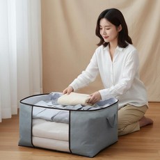 보관함 계절 의류 옷 이불정리함 손잡이형 부직포 수납가방 투명창, 1개, 단일상품1