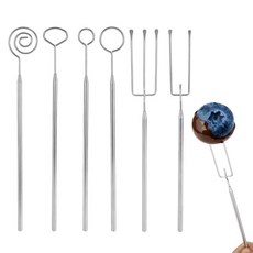 6피스 초콜릿 디핑 도구 세트 6가지 스타일 스테인리스 스틸 캔디 디퍼 포크 제작 용품 트러플 프랄린 케이크 장식용 (실버), 6피스 초콜릿 디핑 도구 세트, 6가지 스타일 스테인리