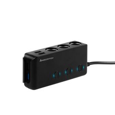 安伯特 智能電壓監控QC3.0 7孔車充 (3車充座+4USB) 獨立開關 國家認證 R37531, 1個, 黑色