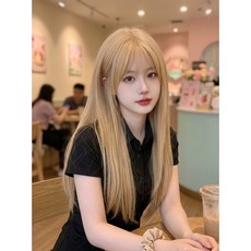 S컬 여신 긴머리 중간분리 롱 웨이브 통가발 75CM, 1개, 라이트골드