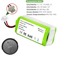 14.4V 2600mAh 교체용 배터리 콩가 990 1090 테스보르 X500 에코백스 디봇 N79 N79S 유피 로보백 11 11S 30 호환, [04] 2800mAh