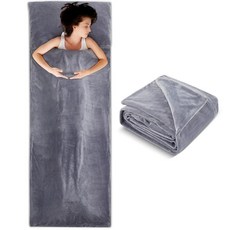 Remagr 성인용 플란넬 침낭 라이너 푹신한 시트 및 캠핑 겨울용 따뜻하고 두꺼운 배낭여행 호텔 여행 지퍼가 달린 침낭(그레이 248.9 x 119.4cm(98 47인치)), 87 x 30", 회색