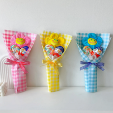 래프유 킨더조이 사탕 인형 꽃다발 1p, 핑크