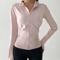블루씨티 UPF50+/운동/요가복추천 슬림핏 라인 래쉬가드 상의 요가 런닝 핑거홀 집업, 핑크(M)