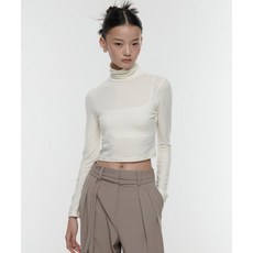 [무신사스탠다드] WOMAN 우먼즈 슬림 크롭 터틀 넥 긴팔 티셔츠 [크림]