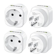 렌센트 해외 여행 전용 어댑터 한국 미국/캐나다/태국/베트남 변환 Type B 플러그 화이트 X2 PA014EUUS, 1개