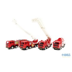 小胡玩具 擬真慣性消防車 高品質模擬慣性消防車 兒童玩具, 1個, 曲折雲梯車(圖右2)