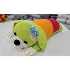 리본 푸들 강아지 베개 (솜포함) (20cm * 50cm), 연두
