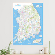 전국 여행 벽걸이 지도 여행 핀스티커 증정 국내 관광 명소 도로 대형 포스터 대량구매, 단품