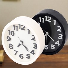고심 저소음 원형 탁상시계 탁상알람시계, 화이트