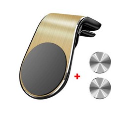 차량용 마그네틱 휴대폰 거치대 범용 에어 벤트 휴대폰 마운트 휴대폰 GPS 지원 아이폰 화웨이 삼성 회전 브래킷, 3)Gold Fixed Holder