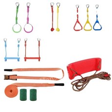 놀이터 그네 로프 실내 세트 균형 매달기 공원 야외 활동 체력 훈련 장비 운동 등반 행잉, A. 9피스 + 상단 스트랩 10m