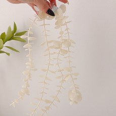 뉴넝쿨나뭇잎 조화 잎사귀 도마뱀 파충류 크레 인조나뭇잎, 1개, 화이트유칼립 롱