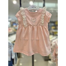 아가방[동아쇼핑점]# 빠른선택#신생아 유아여자아기 출산 백일선물/ 외출복 원피스 반팔원피스 /시원한여름나기~ 레이스어깨프릴 울애기핑크공주/가디건과입으면 더이뻐요~로지왕관JQ원피스