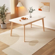 TaiStar 4~6인용 원목 식탁 가정용 거실 테이블 T856-009, 흰색100x60CM