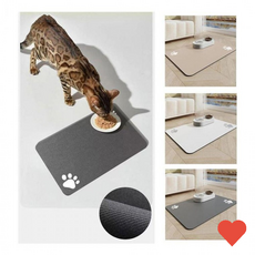 주방 수납 강아지 규조토 식기 매트 애견 깔개 밥그릇, 30 x 40cm, 그레이, 1개