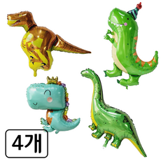 연지마켓 대형 공룡 풍선 세트 은박 생일 파티 용품 세트, 1세트, 대형 공룡풍선 4종 B